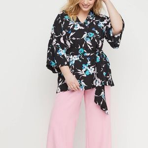 New Lane Bryant Belted Floral Tunic Top